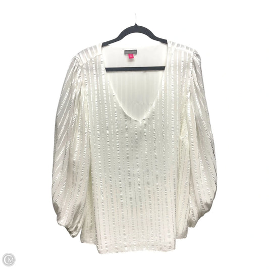 Blouse Long Sleeve By Vince Camuto In White, Size: 2x