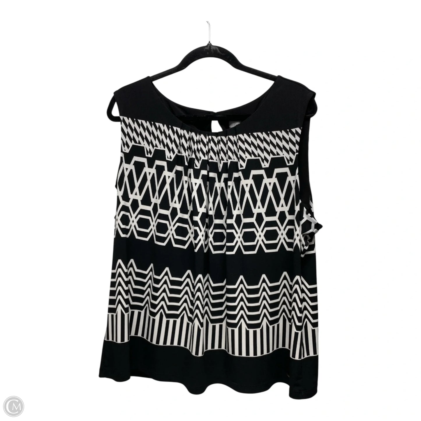 Top Sleeveless By Calvin Klein In Black & White, Size: Xl