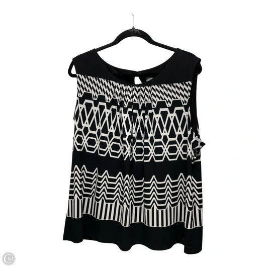 Top Sleeveless By Calvin Klein In Black & White, Size: Xl