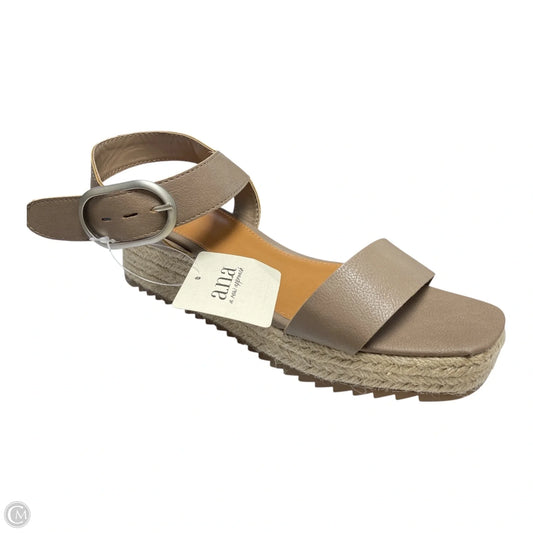 Sandals Heels Wedge By Ana In Beige, Size: 8