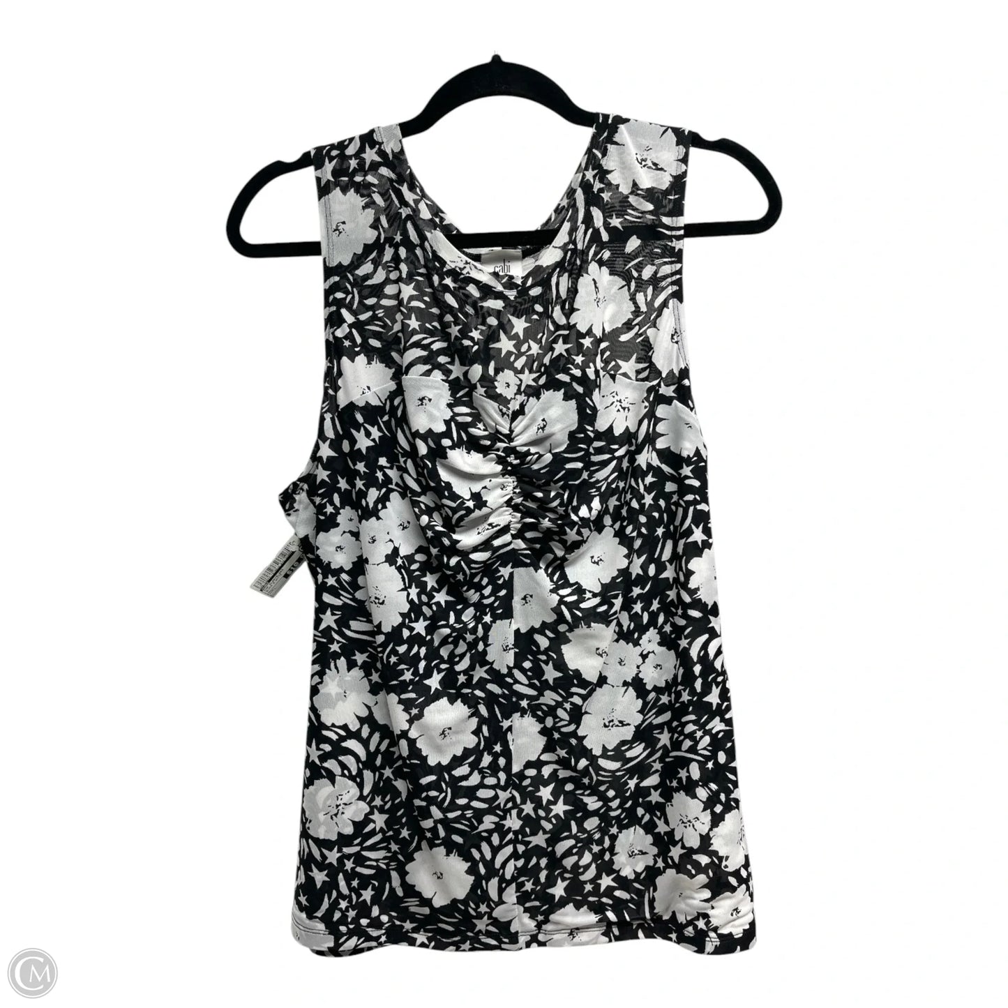 Top Sleeveless By Cabi In Black & White, Size: L