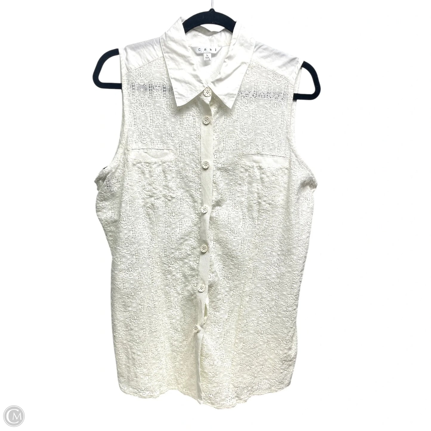 Top Sleeveless By Cabi In White, Size: L