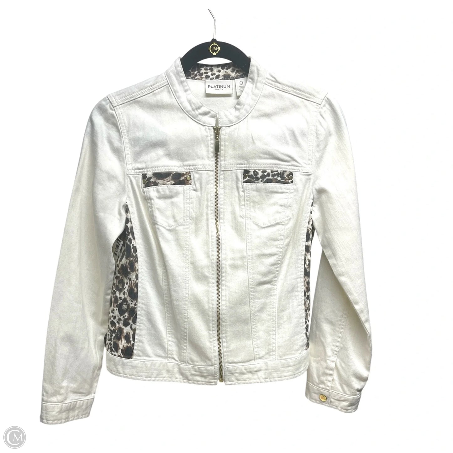 Jacket Denim By Chicos In Animal Print, Size: S