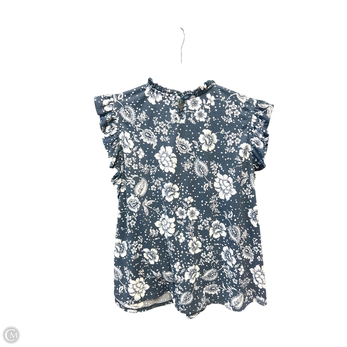 Top Short Sleeve By Fred David In Blue & White, Size: 2x
