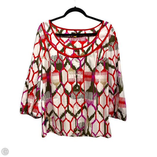 Top 3/4 Sleeve Designer By Escada In Multi-colored, Size: Xl