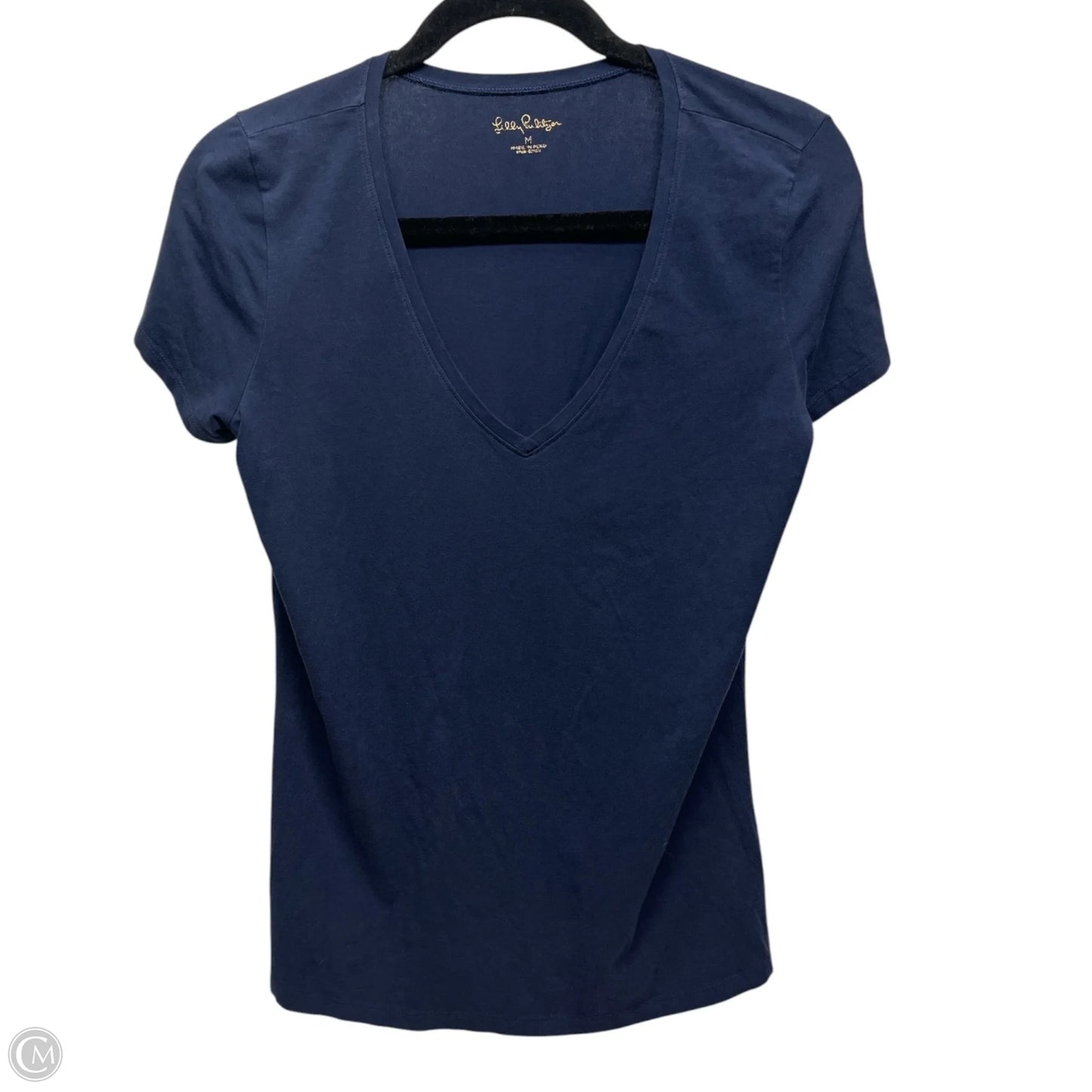 Top Short Sleeve Designer By Lilly Pulitzer In Navy, Size: M