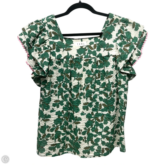 Top Short Sleeve By Thml In Green & White, Size: L