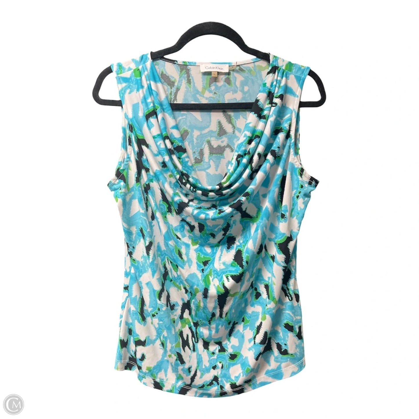 Top Sleeveless By Calvin Klein In Blue & Green, Size: L