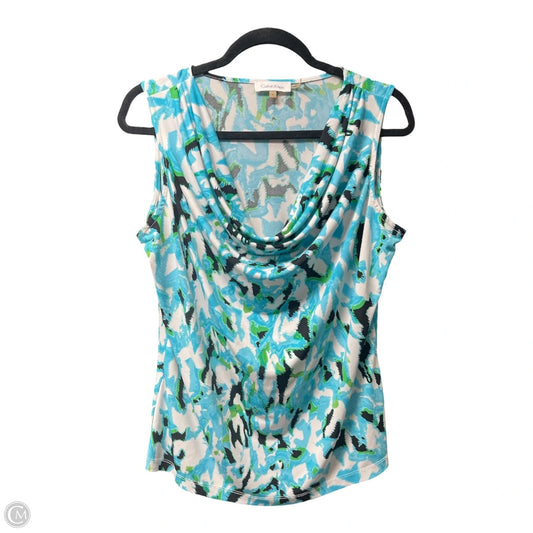 Top Sleeveless By Calvin Klein In Blue & Green, Size: L