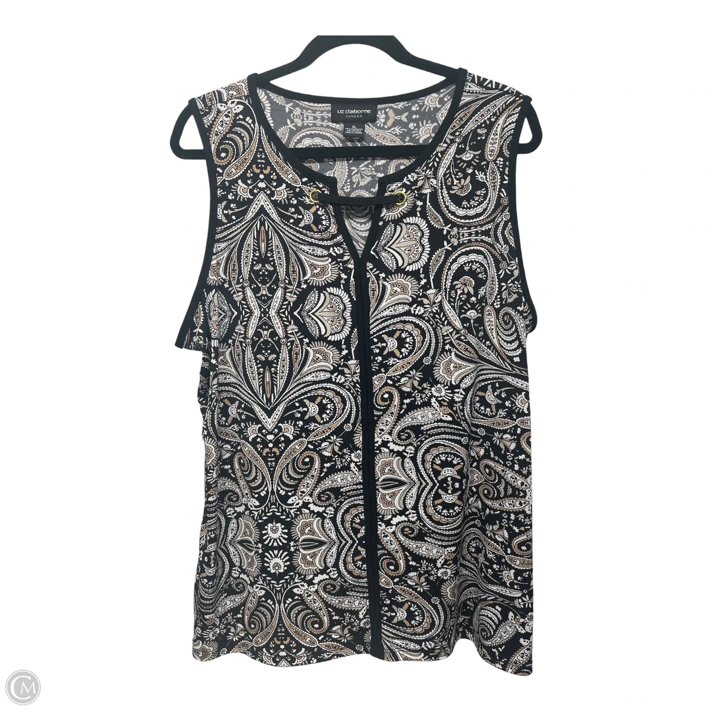 Top Sleeveless By Liz Claiborne In Black & Brown, Size: Xl