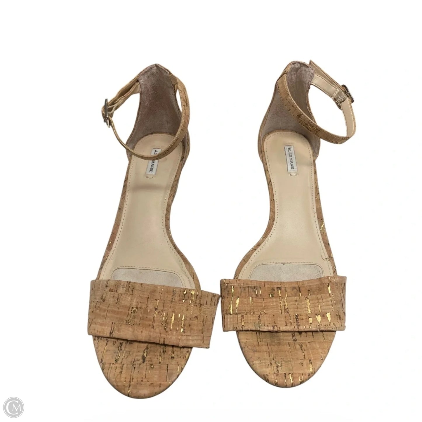 Sandals Heels Wedge By Alex Marie In Gold & Tan, Size: 9
