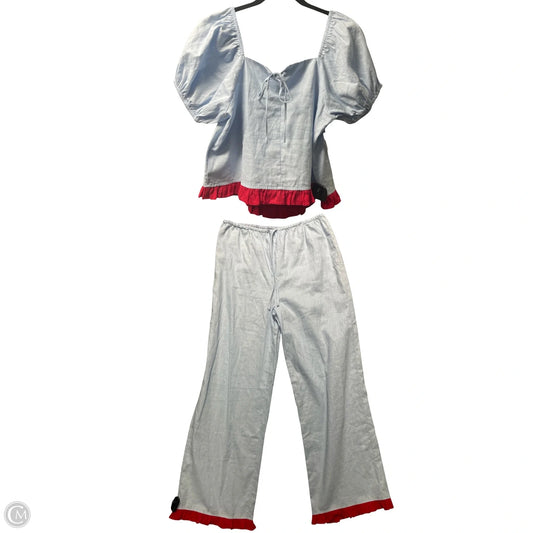 Pants Set 2pc By things between In Blue & Red, Size: S