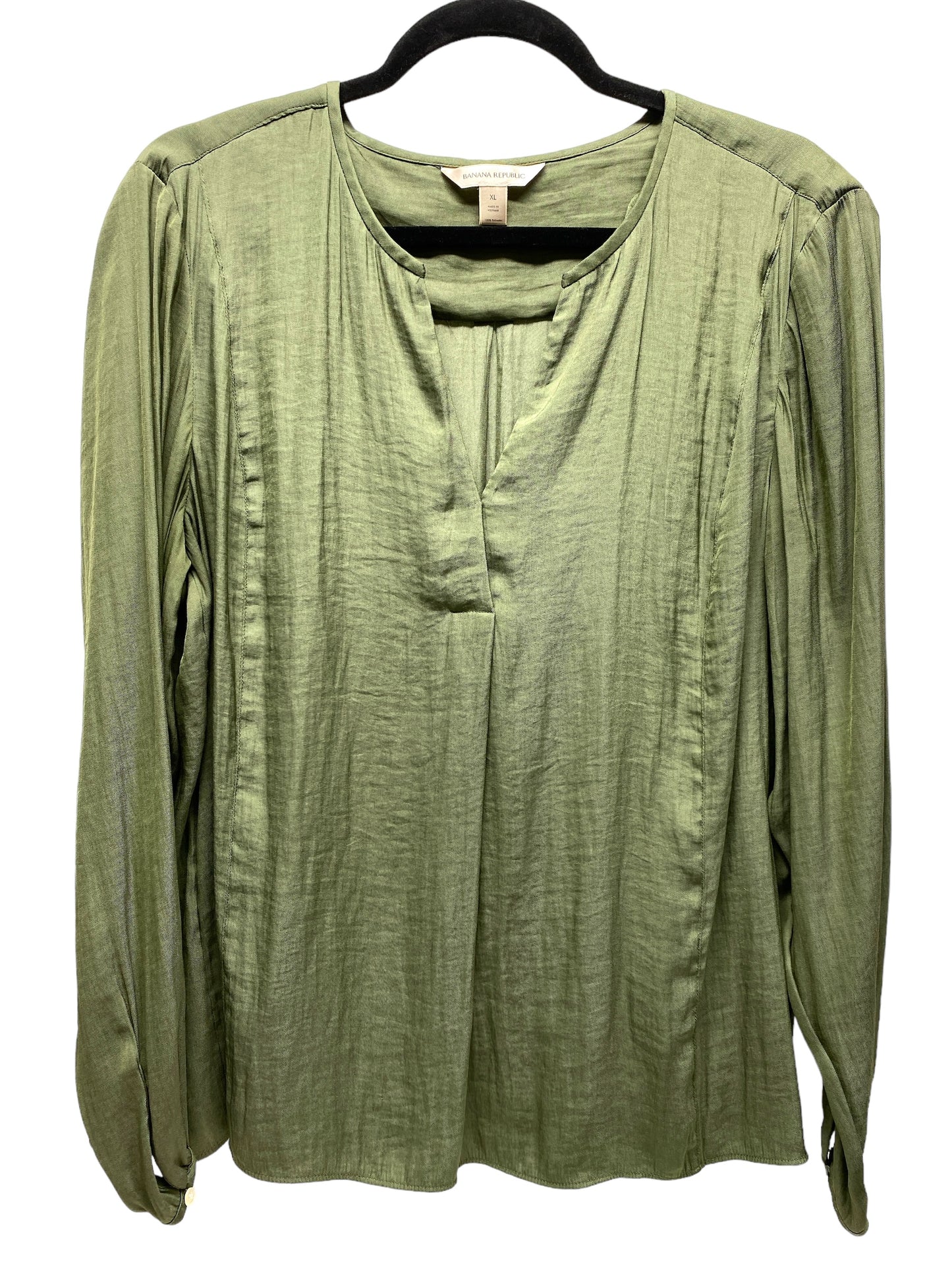 Top Long Sleeve By Banana Republic In Green, Size: Xl