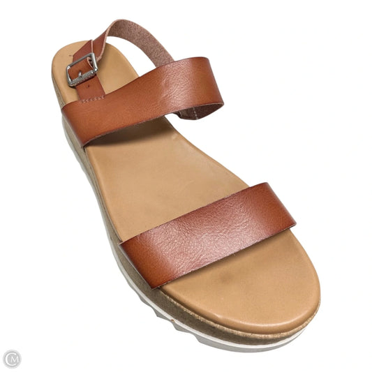 Sandals Heels Block By Time And Tru In Brown, Size: 11