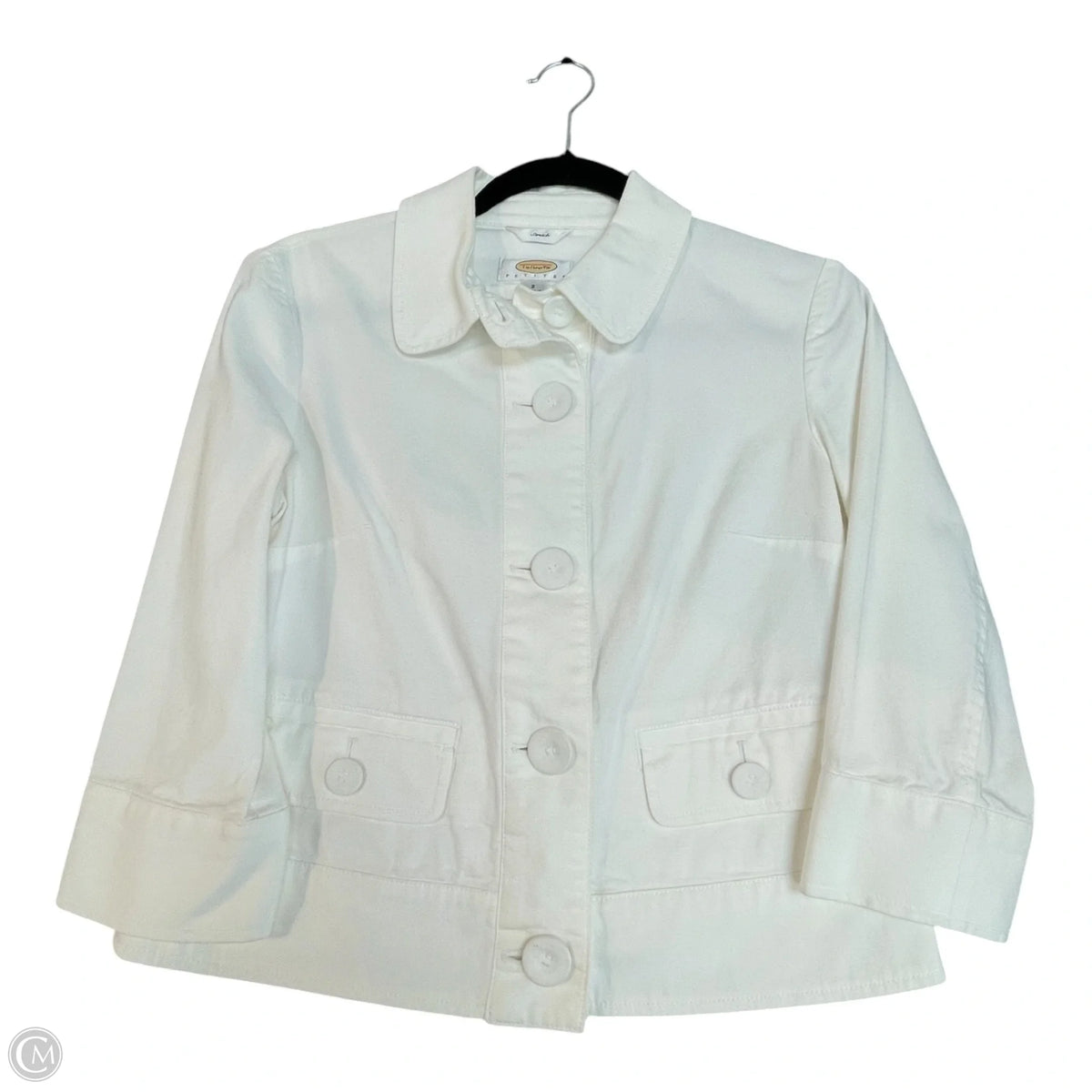 Jacket Denim By Talbots In White, Size: 2p
