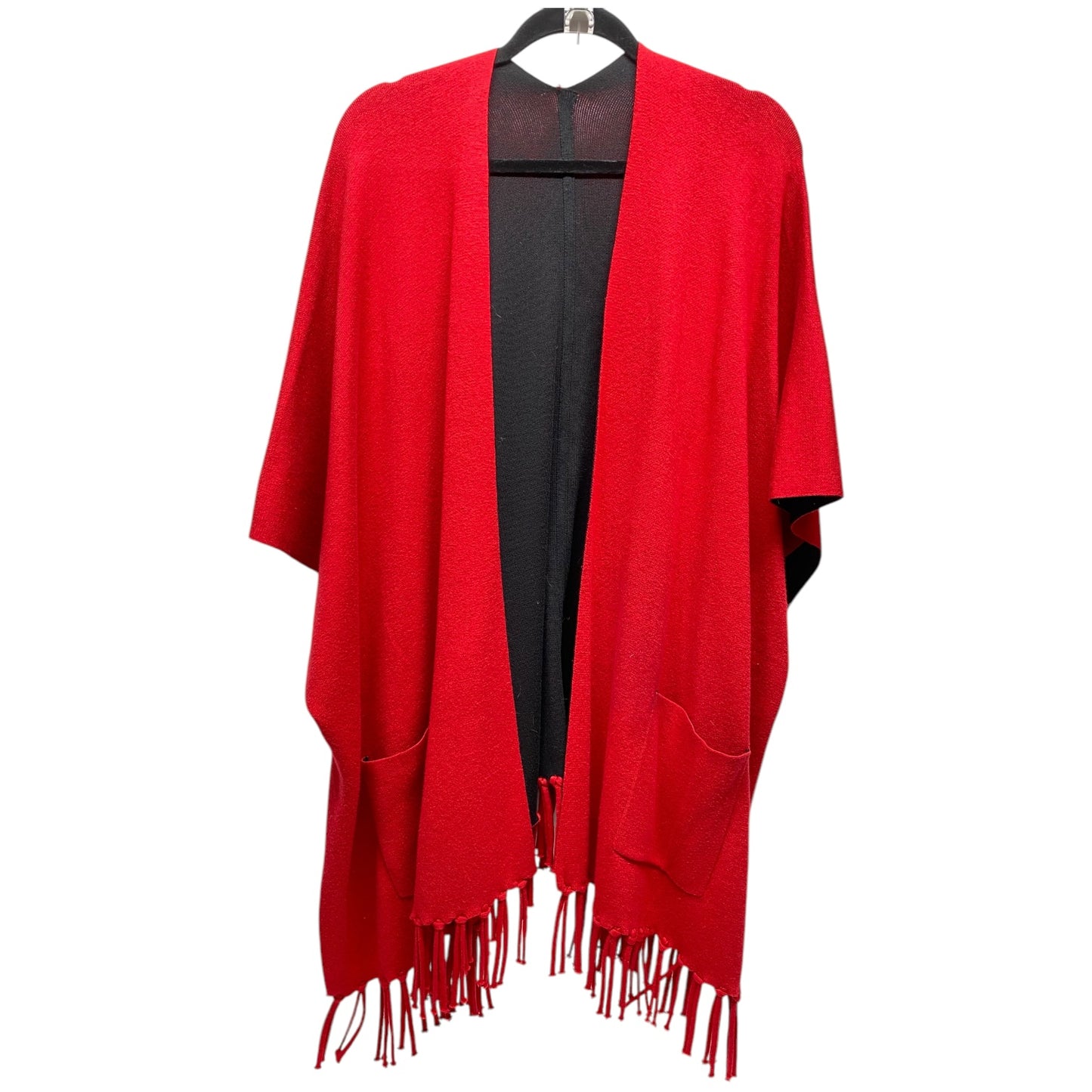 Poncho By Clothes Mentor In Black & Red