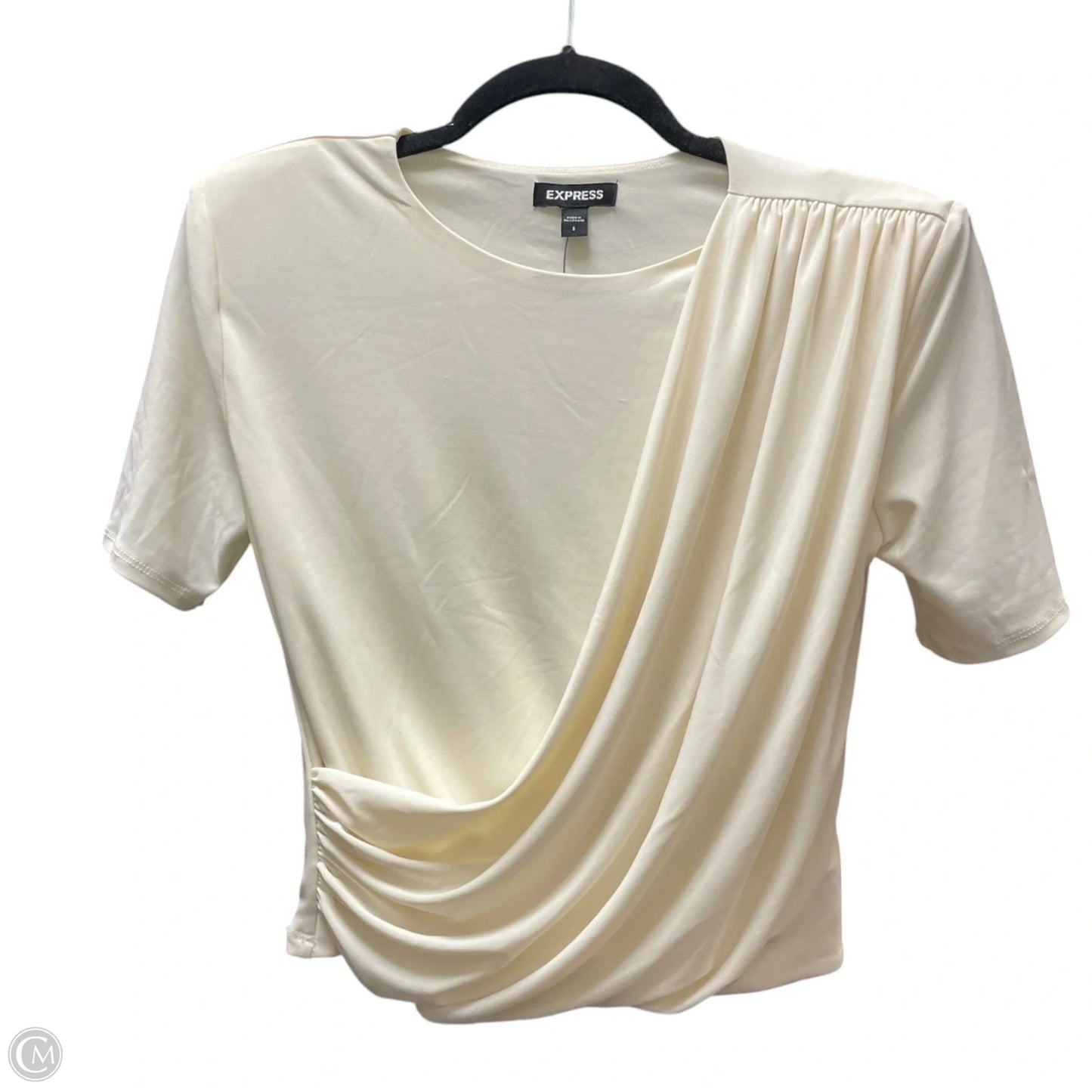 Top Short Sleeve By Express In Cream, Size: S