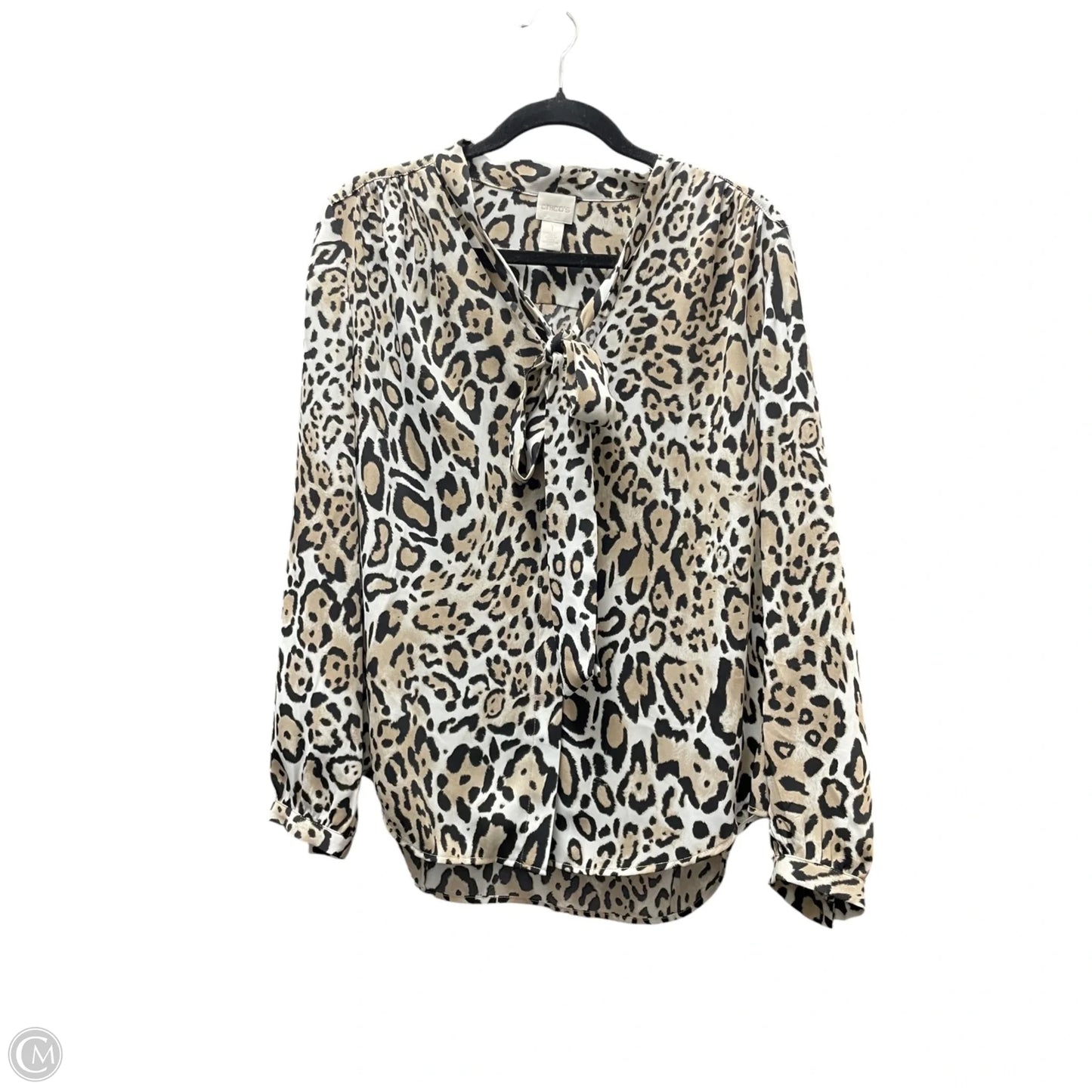 Top Long Sleeve By Chicos In Leopard Print, Size: M