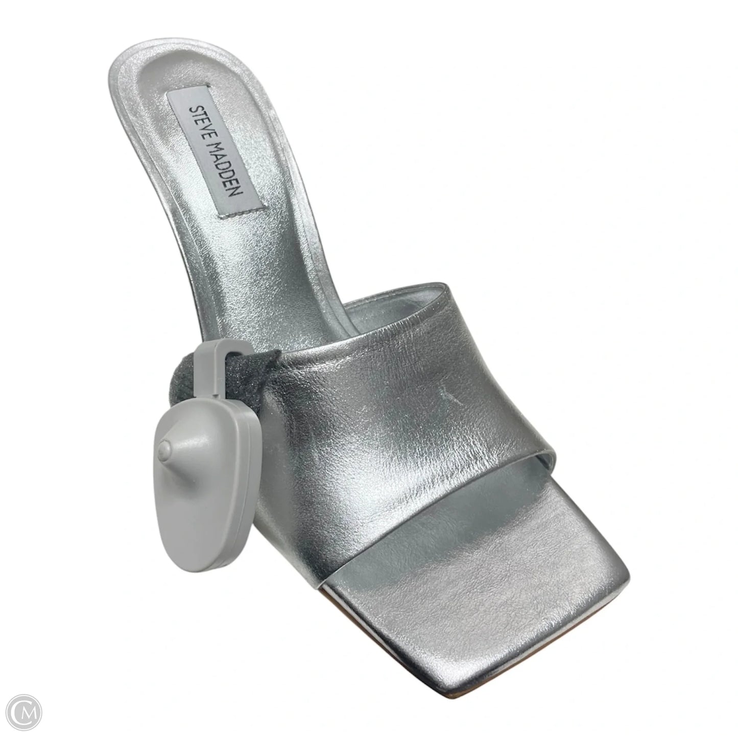 Sandals Heels Stiletto By Steve Madden In Silver, Size: 9.5