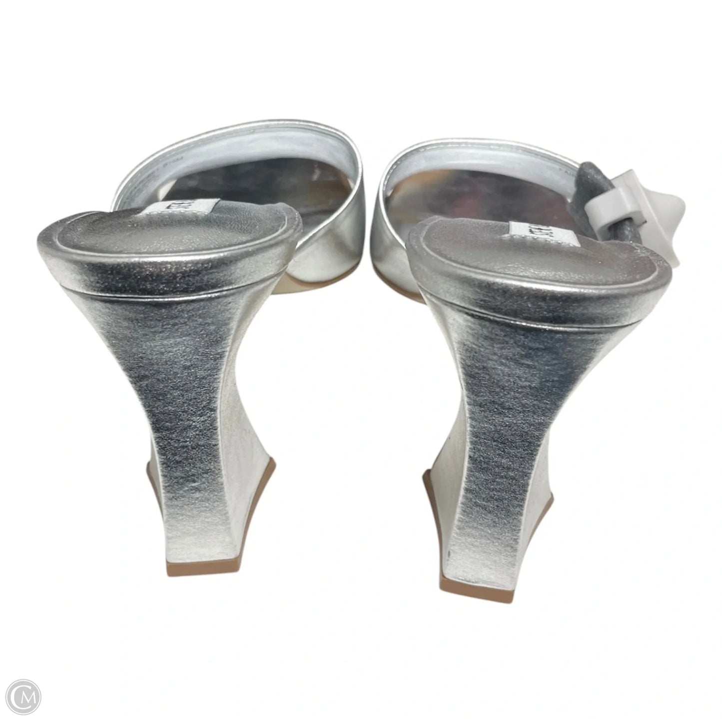 Sandals Heels Stiletto By Steve Madden In Silver, Size: 9.5