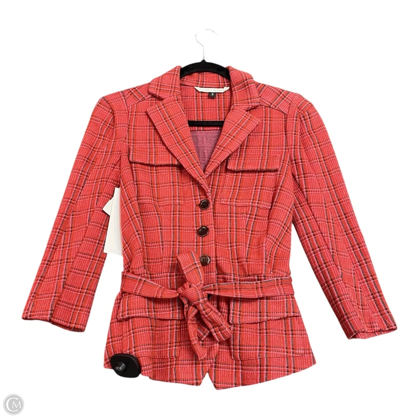 Blazer Designer By Diane Von Furstenberg In Pink & Red, Size: 2