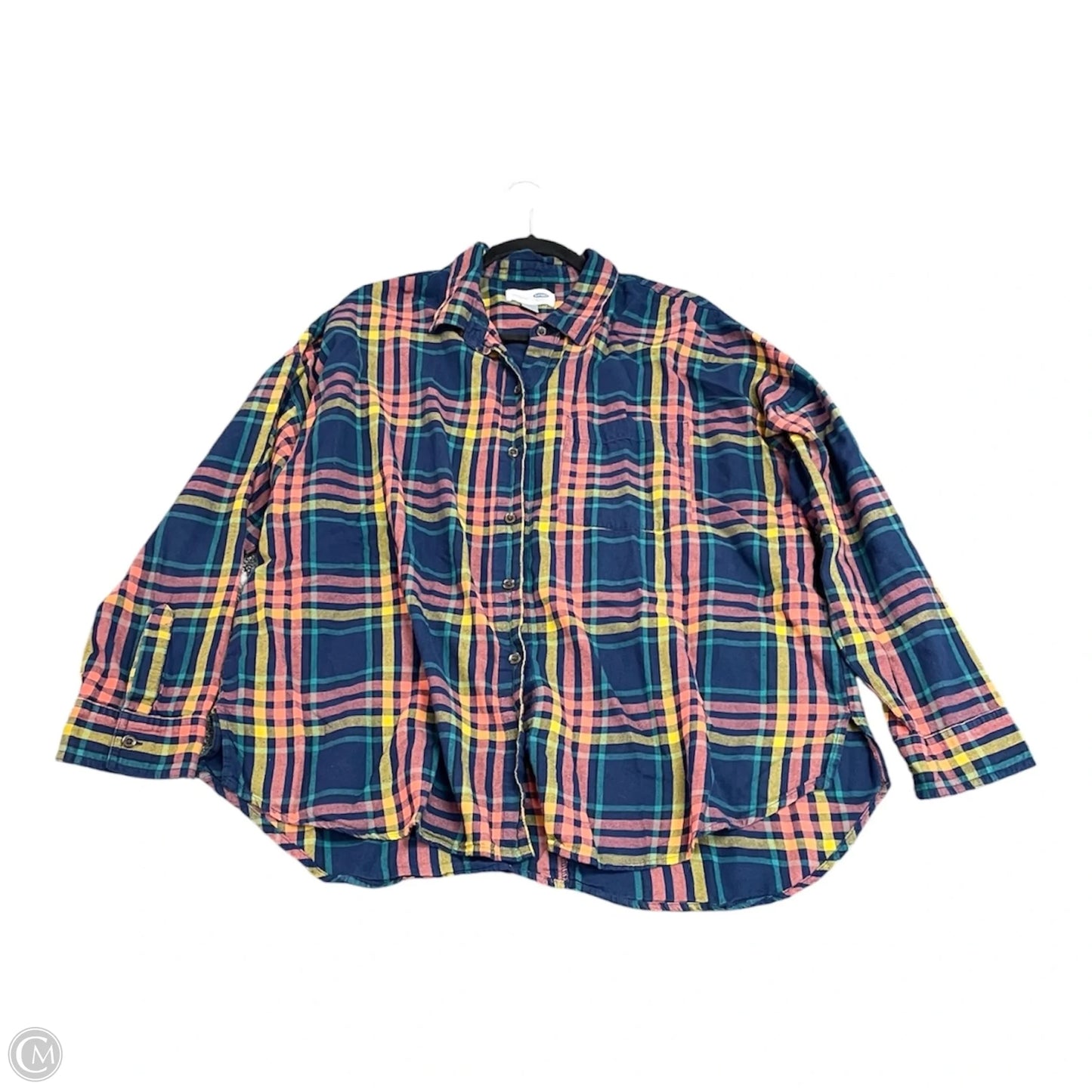 Top Long Sleeve By Old Navy In Plaid Pattern, Size: Xl