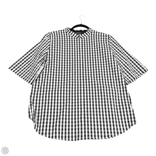 Top Short Sleeve Designer By Lafayette 148 In Checkered Pattern, Size: L