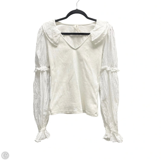 Top Long Sleeve By Anthropologie In White, Size: S