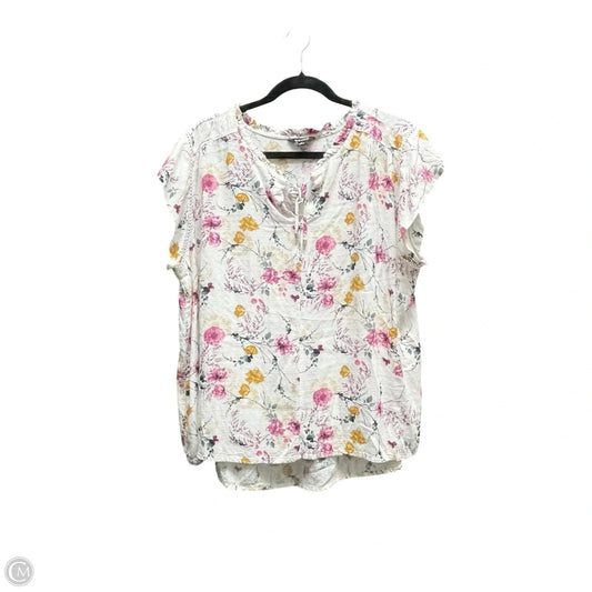 Blouse Short Sleeve By Buffalo David Bitton In Floral Print, Size: Xl