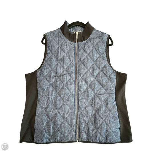 Vest Puffer & Quilted By Chicos In Black & Blue, Size: Xl