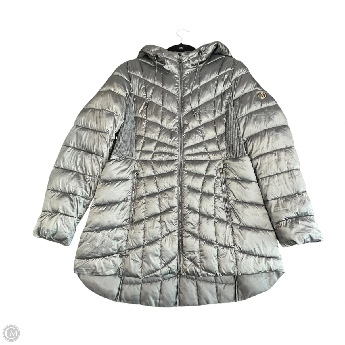 Coat Puffer & Quilted By Bernardo In Silver, Size: L
