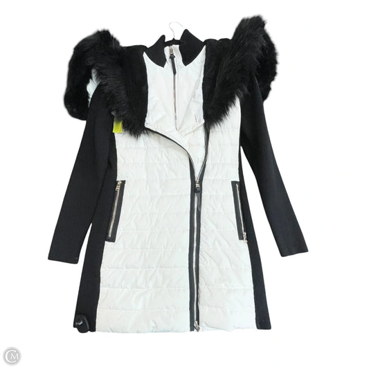 Coat Puffer & Quilted By Calvin Klein In Black & Cream, Size: S