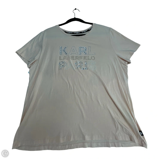 Top Short Sleeve Designer By Karl Lagerfeld In Peach, Size: Xl