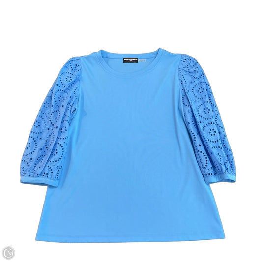 Top 3/4 Sleeve Designer By Karl Lagerfeld In Blue, Size: L