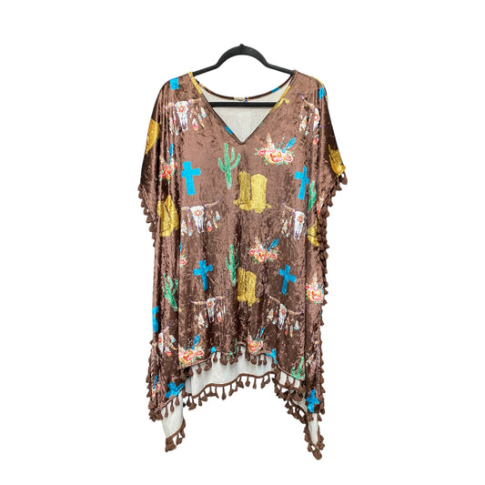 Poncho By Clothes Mentor In Brown, Size: M