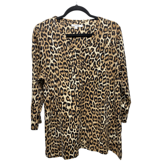 Top 3/4 Sleeve By Chicos In Animal Print, Size: L