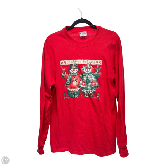 Top Long Sleeve By Hanes In Red, Size: M