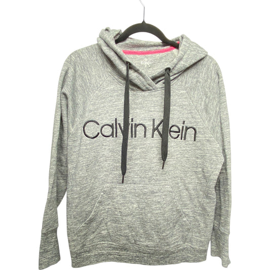Sweatshirt Hoodie By Calvin Klein In Grey, Size: M