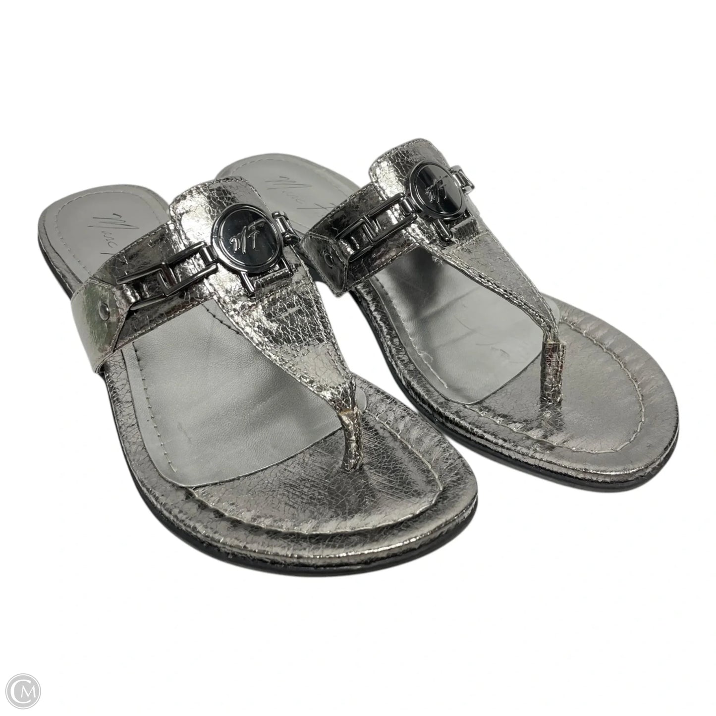 Sandals Heels Wedge By Marc Fisher In Silver, Size: 8