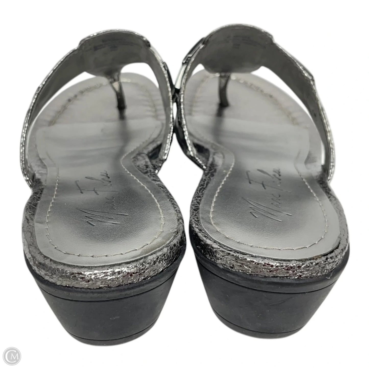 Sandals Heels Wedge By Marc Fisher In Silver, Size: 8