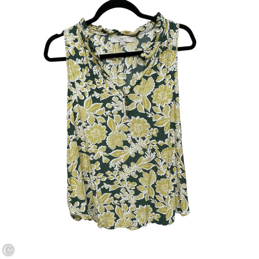 Top Sleeveless By Loft In Green & Yellow, Size: M