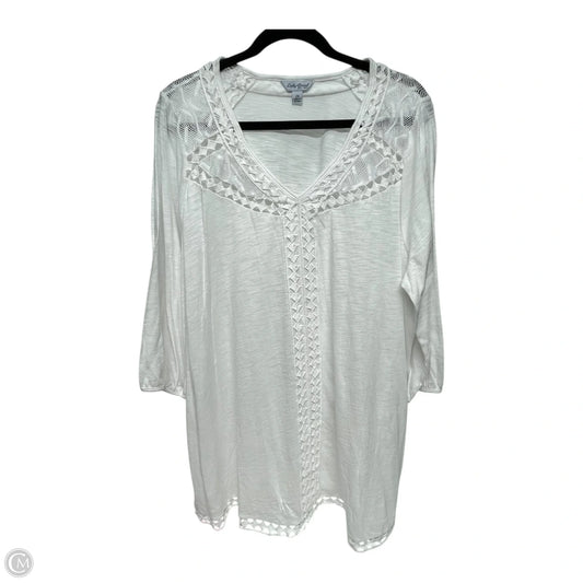 Top 3/4 Sleeve By Lucky Brand In White, Size: 2x
