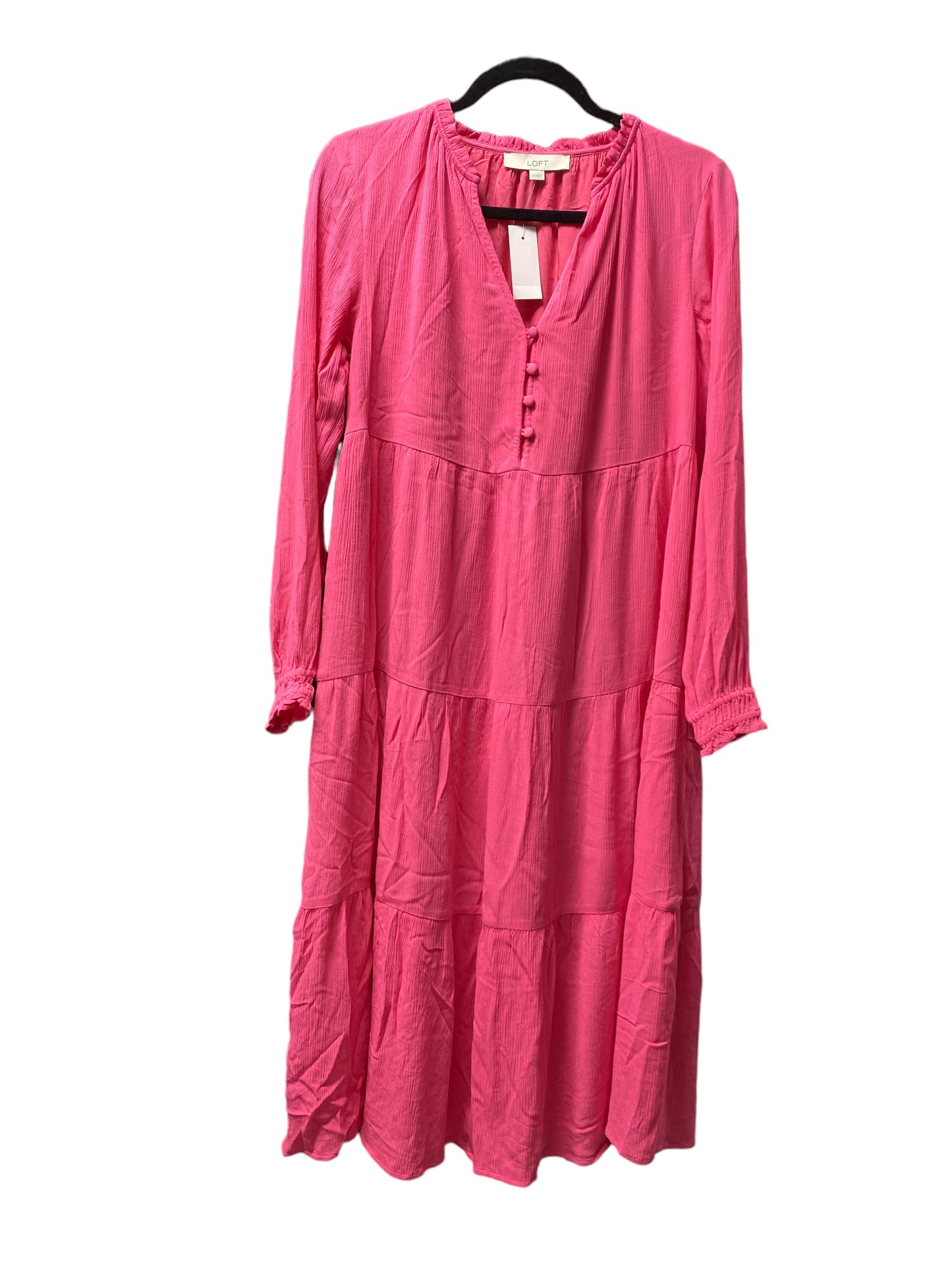 Pink Dress Casual Midi Loft, Size Xs