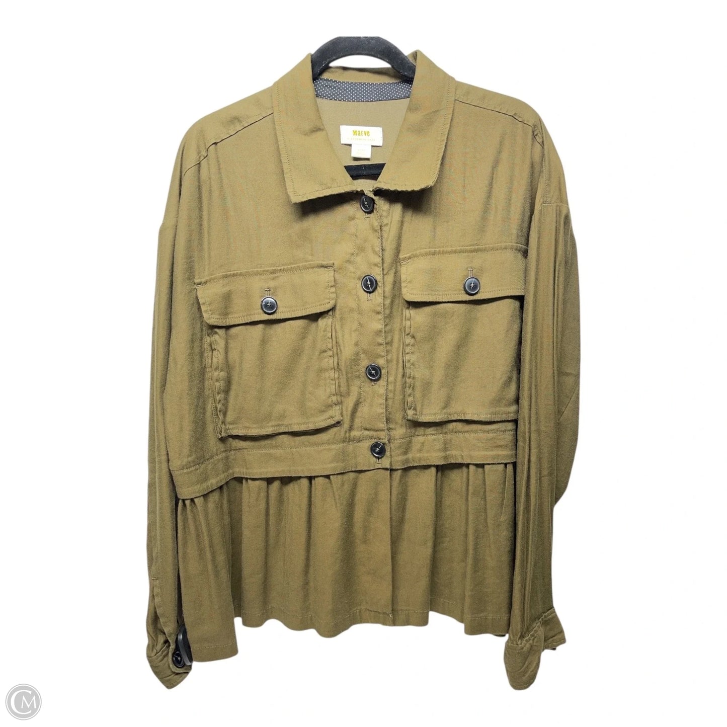 Jacket Shirt By Maeve In Green, Size: L