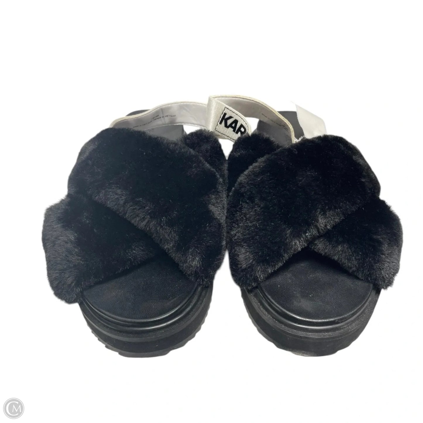 Slippers Designer By Karl Lagerfeld In Black & White, Size: 7