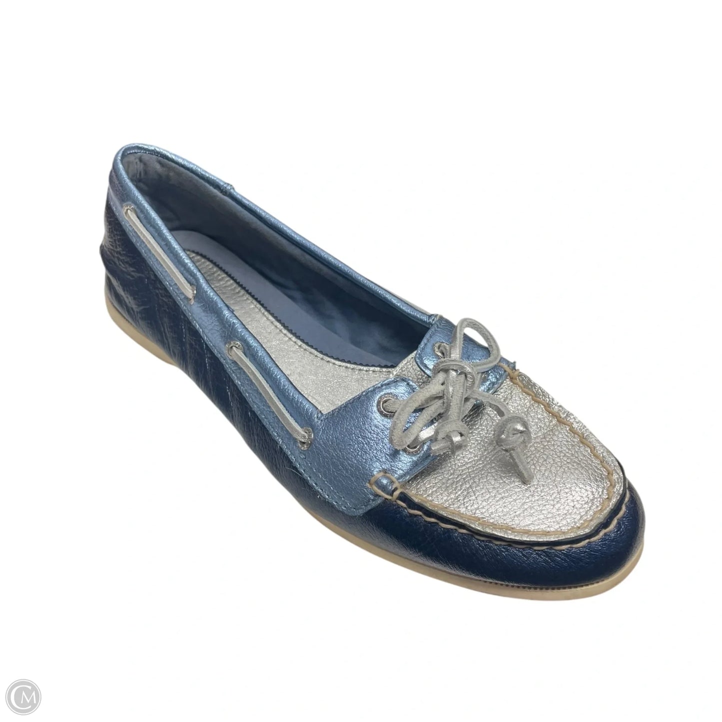 Shoes Flats By Sperry In Blue & Silver, Size: 7.5