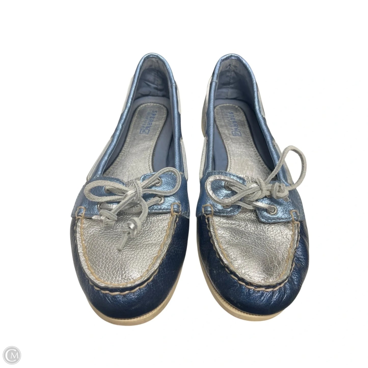 Shoes Flats By Sperry In Blue & Silver, Size: 7.5