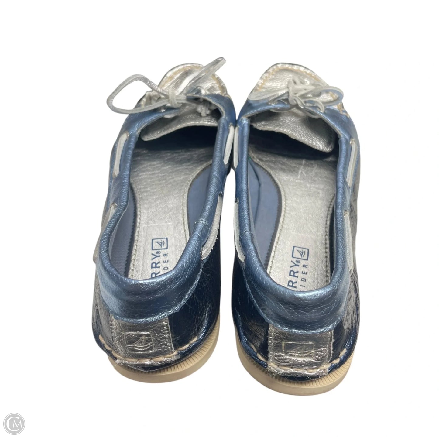 Shoes Flats By Sperry In Blue & Silver, Size: 7.5