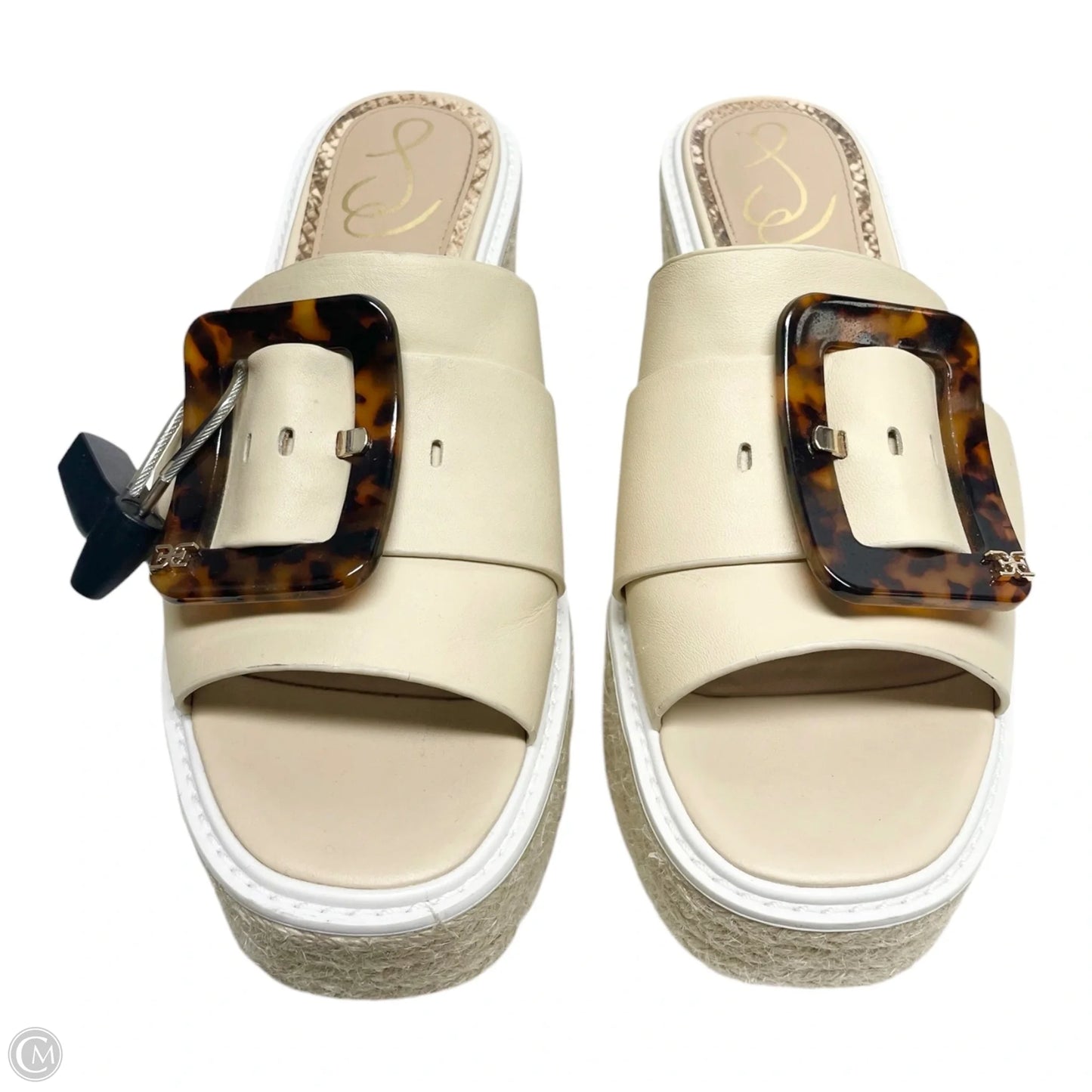 Sandals Heels Block By Sam Edelman In Tan & White, Size: 8
