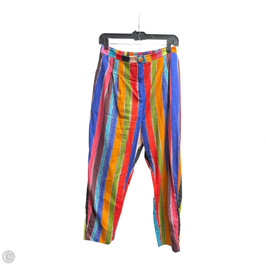 Pants Designer By Farm Rio In Striped Pattern, Size: L